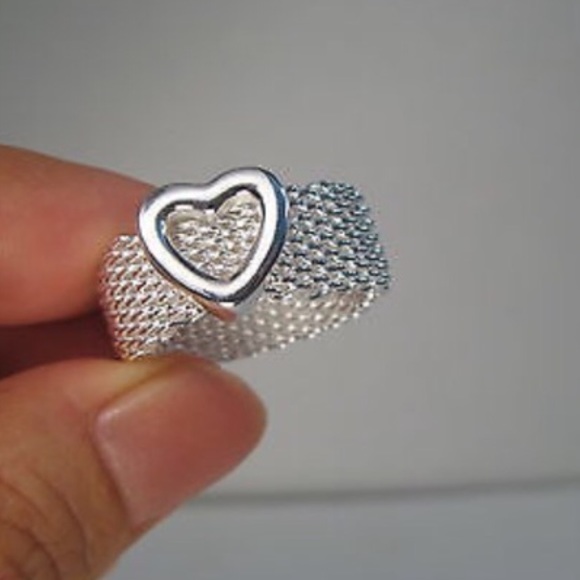 Sterling Silver Heart Mesh Ring in size 5 - Picture 2 of 2